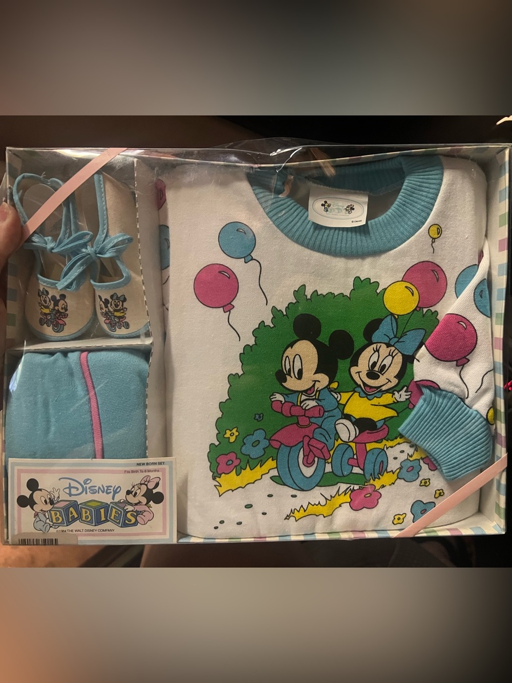 Vintage Disney Minnie and Mickey NB sweat suit with booties NIB Circa 1984
